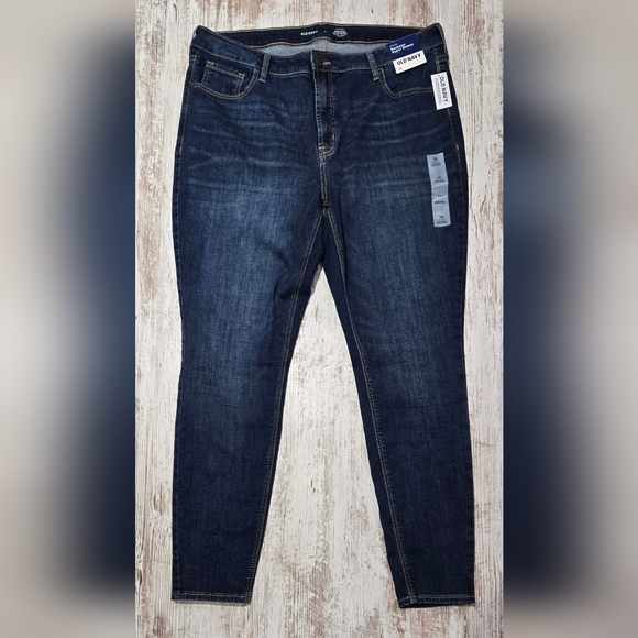 Old Navy Women's High Rise Rockstar Super Skinny Dark Jeans - Picture 1 of 4